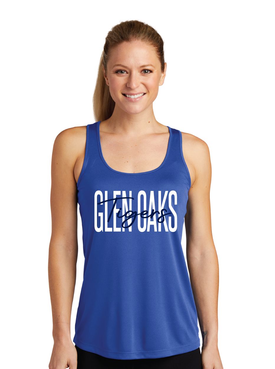 Glen Oaks Elementary - Skinny Script - Dri-Fit Racerback Tank