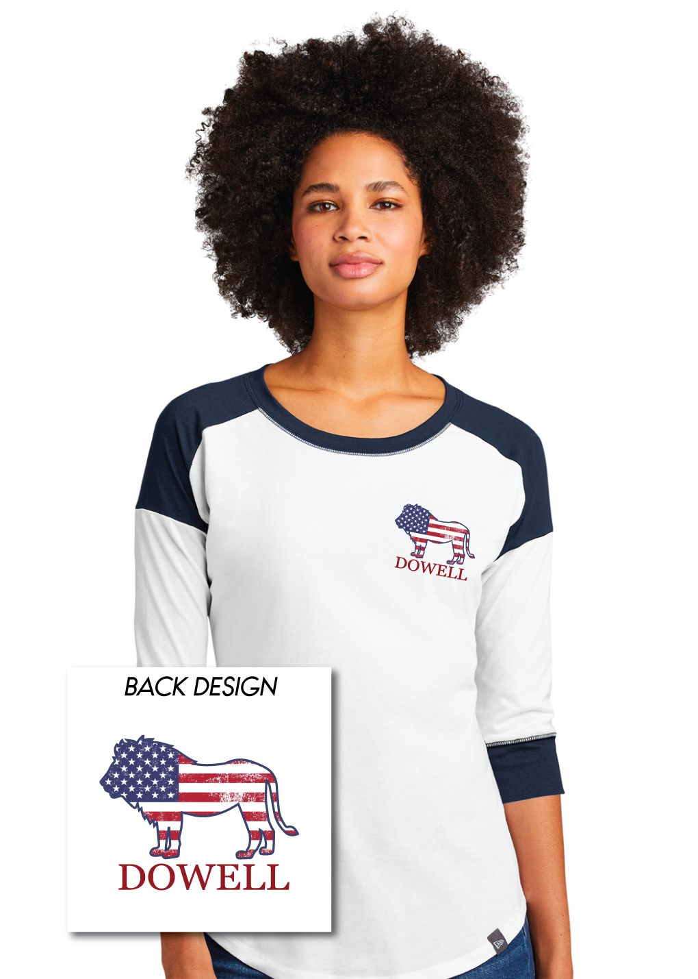 Dowell - Lion Flag - 3/4 Sleeve Baseball Raglan Tee