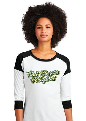 Lebanon Trail Volleyball - Retro Stacked - 3/4 Sleeve Raglan Tee