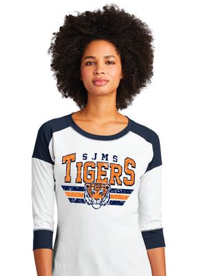 Scott Johnson - Distressed Tiger - 3/4-Sleeve Raglan Tee