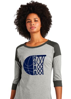 HSAA Basketball - Half &amp; Half - 3/4 Sleeve Baseball Raglan Tee