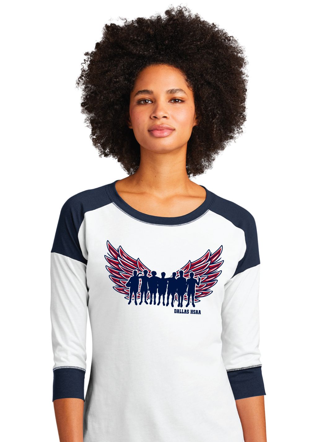 HSAA Basketball - Wings - 3/4 Sleeve Baseball Raglan Tee