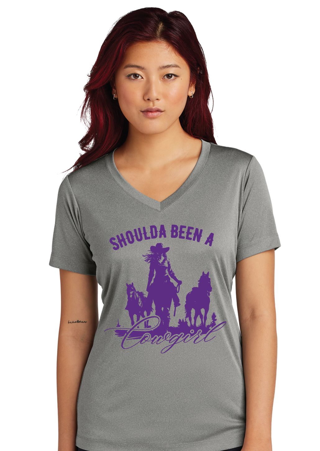 HSU Volleyball - Shoulda Been - Dri-Fit V-Neck, Color: Heather Grey Concrete