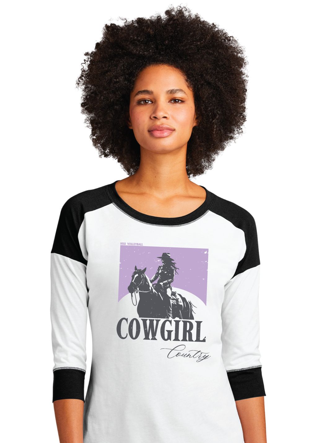 HSU Volleyball - Cowgirl Country - 3/4 Sleeve Raglan Tee