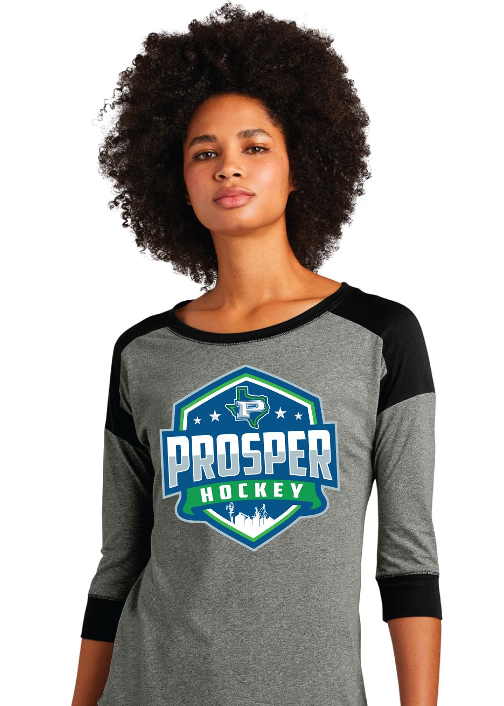 Prosper Hockey Club - Shield - 3/4 Sleeve Raglan Tee