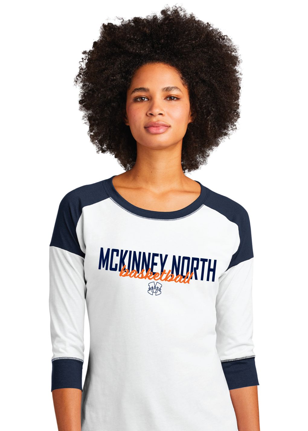 North Basketball - Simple Script - 3/4 Sleeve Baseball Raglan Tee