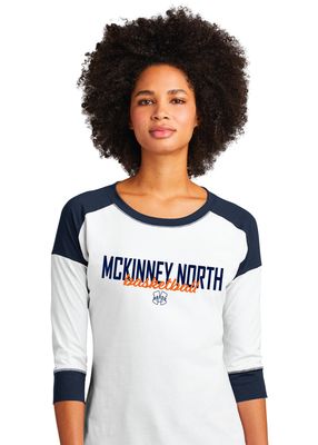 North Basketball - Simple Script - 3/4 Sleeve Baseball Raglan Tee