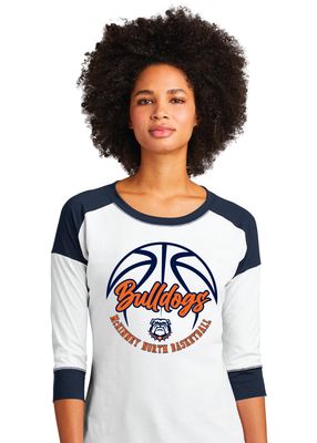 North Basketball - Cursive - 3/4 Sleeve Baseball Raglan Tee