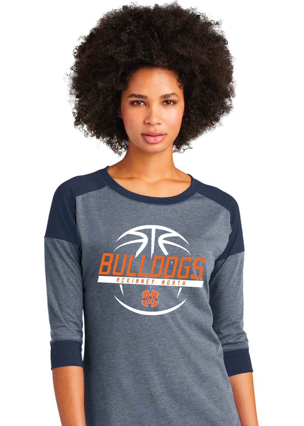 North Basketball - Slanted -  3/4 Sleeve Baseball Raglan Tee
