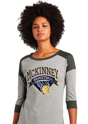 McKinney Basketball - Net - 3/4 Sleeve Baseball Raglan Tee