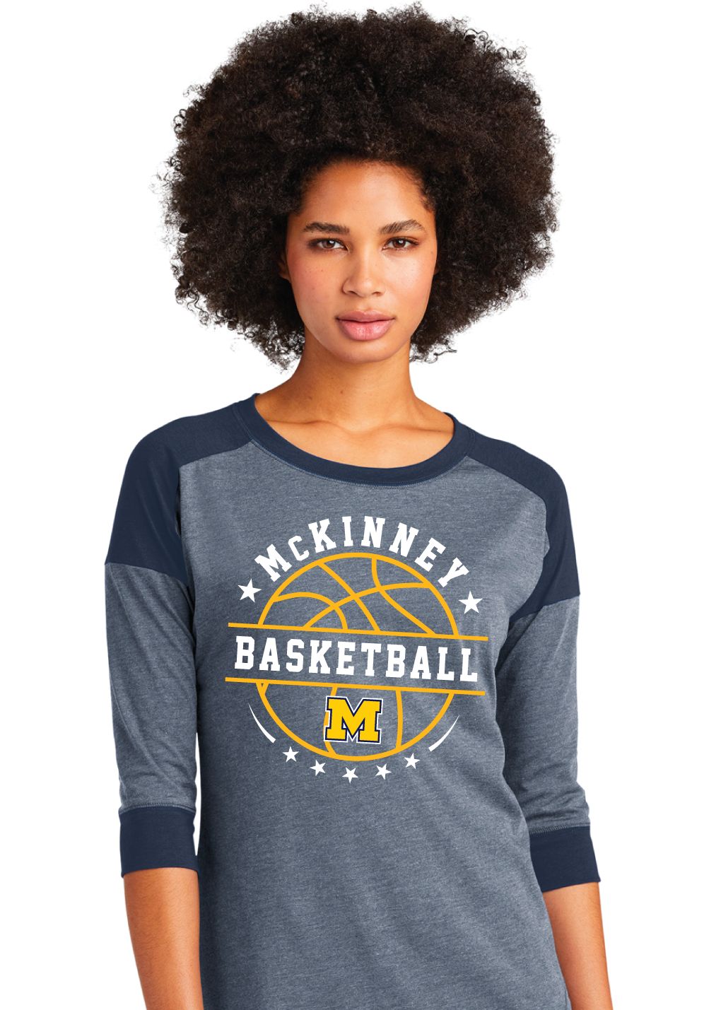 McKinney Basketball - Big Ball - 3/4 Sleeve Baseball Raglan tee