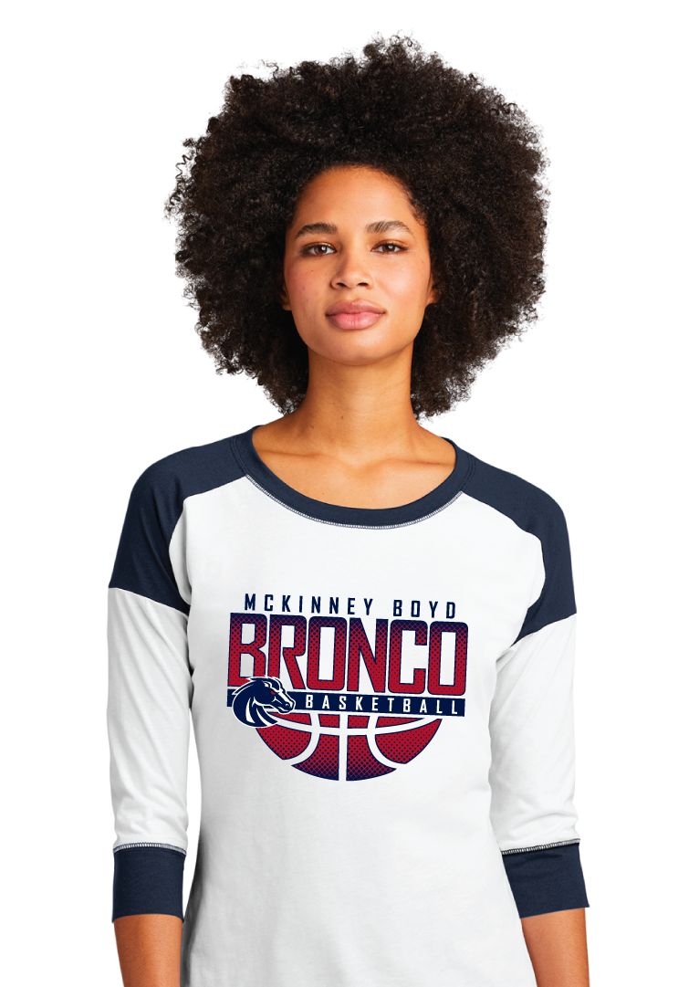 Boyd Girls Basketball - Halftone - 3/4 Sleeve Baseball Raglan Tee