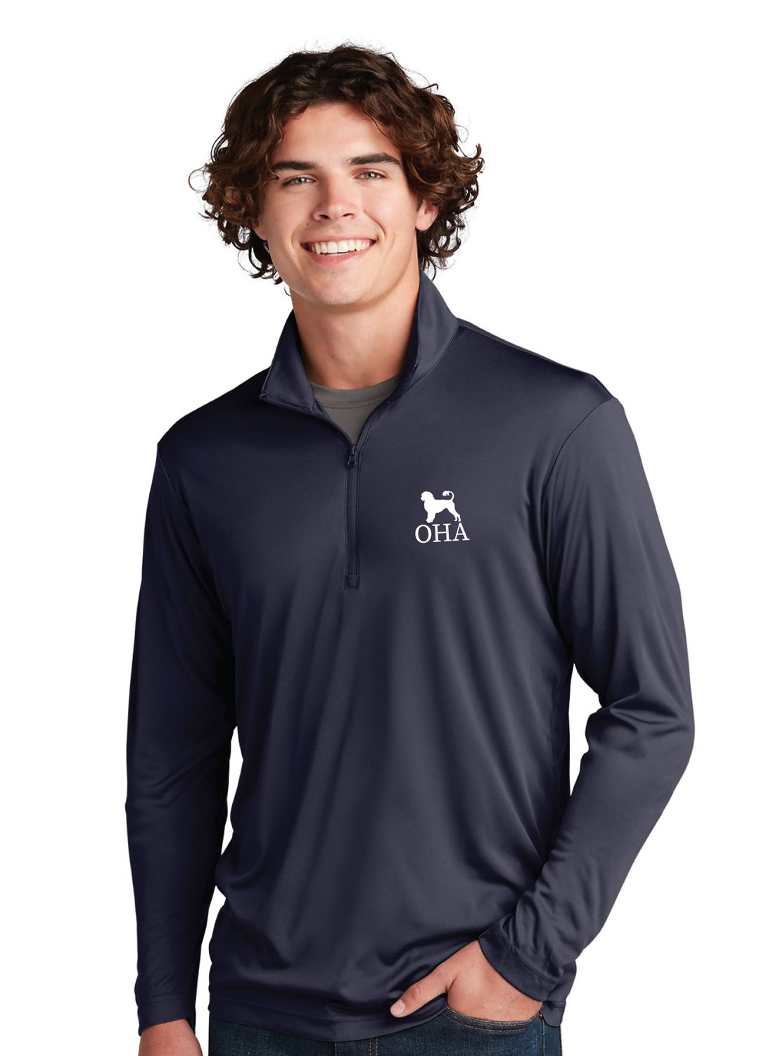 OHA - Mens Quarter-Zip Long Sleeve, Color: Navy
