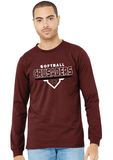 DCC Softball - Modern Plate - Bella+Canvas Long Sleeve, Color: Heather Cardinal Red