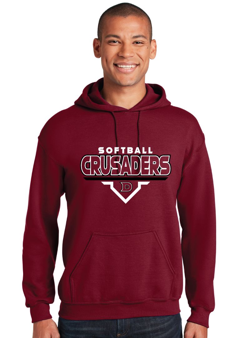 DCC Softball - Modern Plate - Hoodie, Color: Cardinal Red