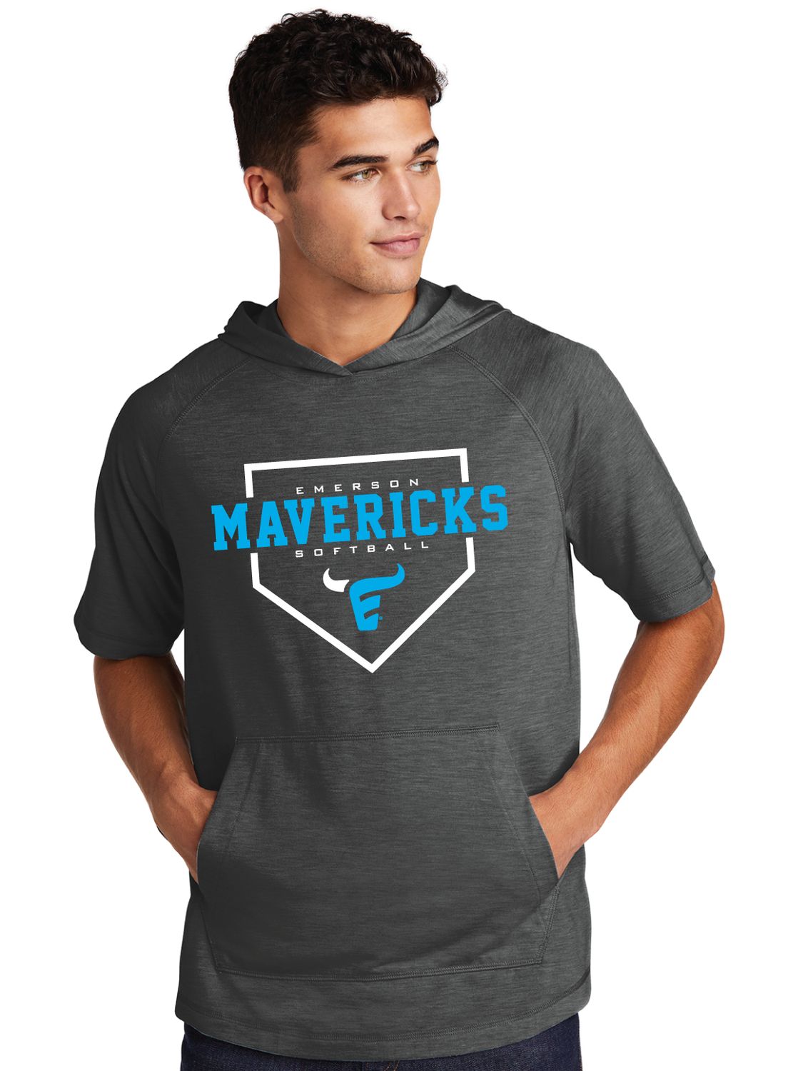 Emerson Softball - Home Plate - Short Sleeve Hoodie