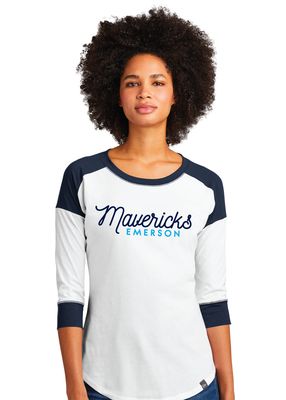 Emerson Softball - Script - 3/4 Sleeve Baseball Raglan Tee