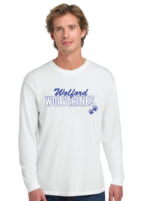 Wolford Wolverines - Script Block - Comfort Colors Long Sleeve
