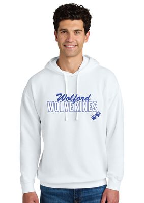 Wolford Wolverines - Script Block - Comfort Colors Hoodie