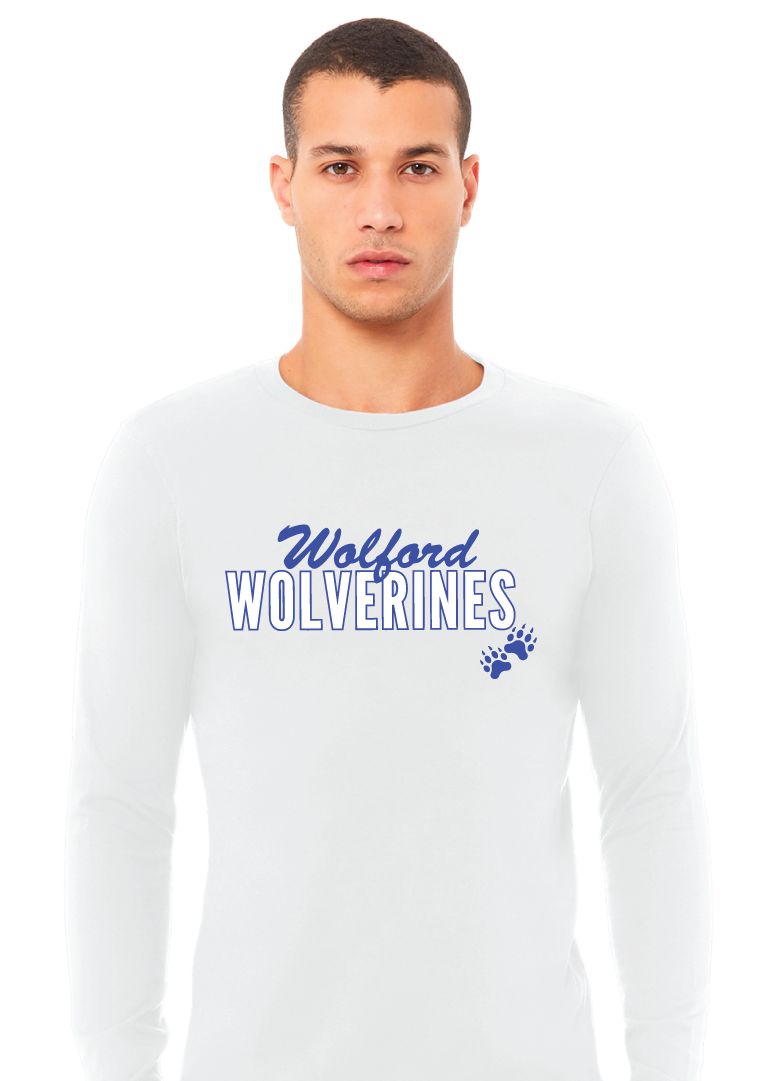 Wolford Wolverines - Script Block - Bella+Canvas Long Sleeve