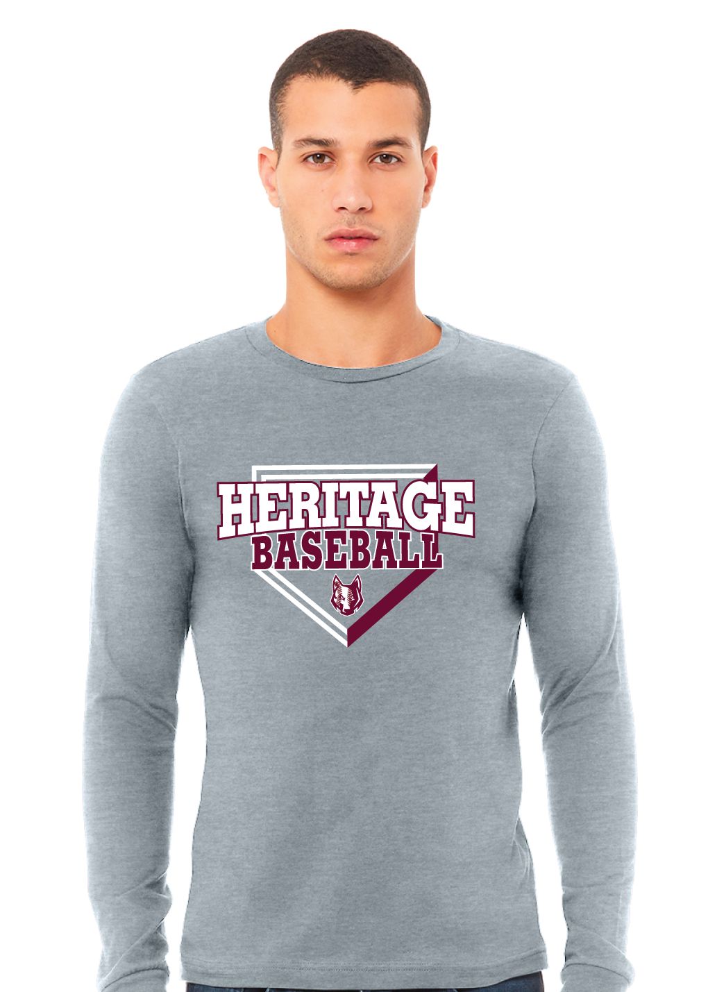 Heritage Coyotes Baseball - Home Plate - Bella+Canvas Long Sleeve