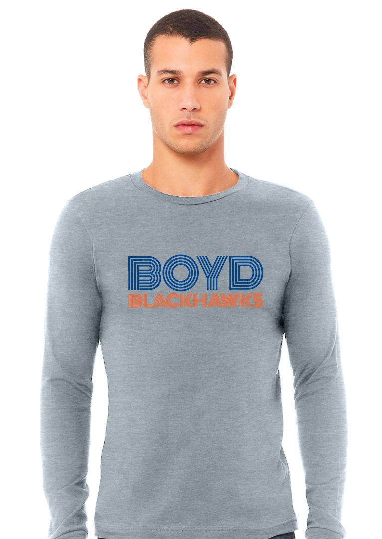 Boyd Blackhawks - Striped - Bella+Canvas Long Sleeve
