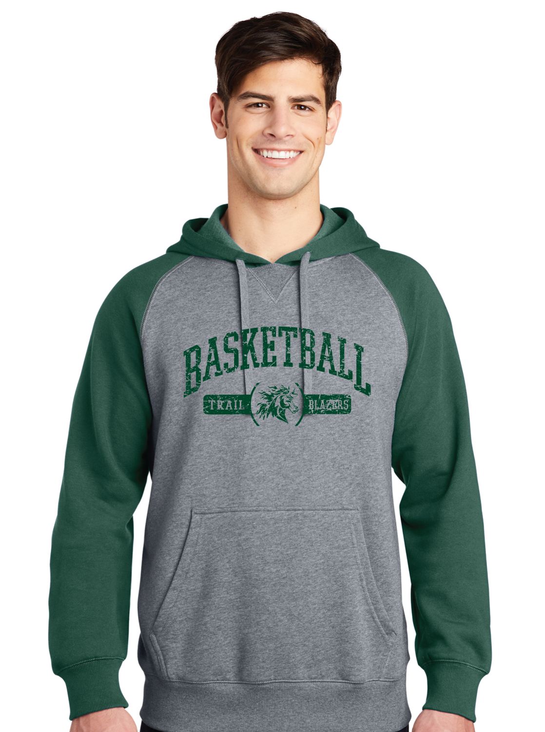 Lebanon Trail Basketball - Distressed Arch - Raglan Hoodie