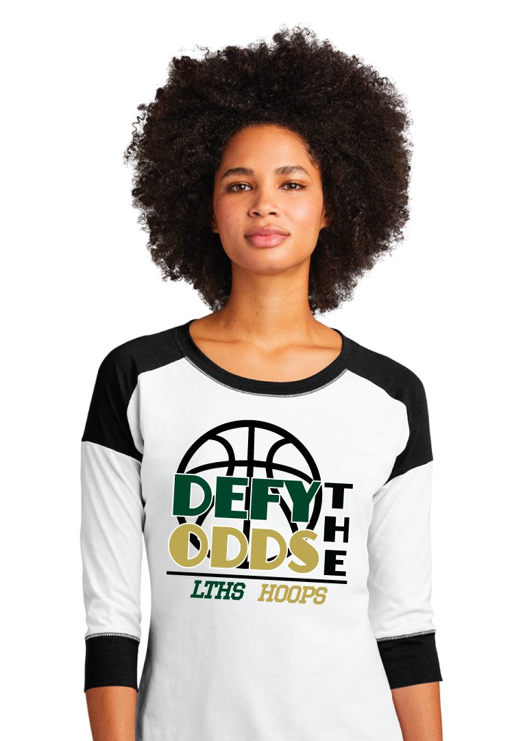 Lebanon Trail Basketball - Defy the Odds - 3/4 Sleeve Baseball Raglan Tee