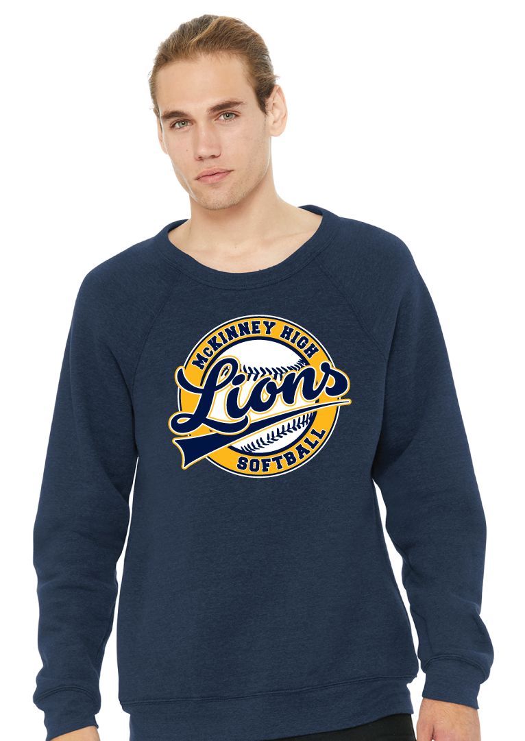 McKinney Softball - Cursive Ball - Bella+Canvas Crew Sweatshirt