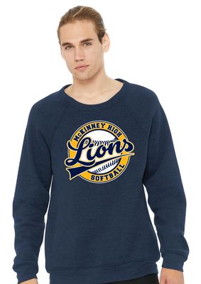 McKinney Softball - Cursive Ball - Bella+Canvas Crew Sweatshirt