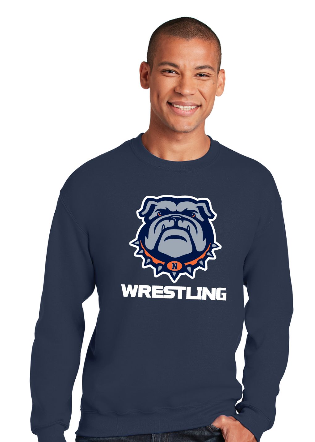 North Wrestling - Bulldog - Crew Sweatshirt, Color: Navy