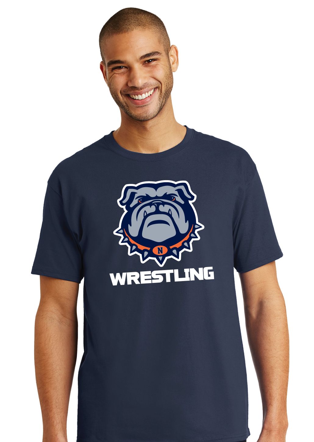 North Wrestling - Bulldog - Short Sleeve, Color: Navy