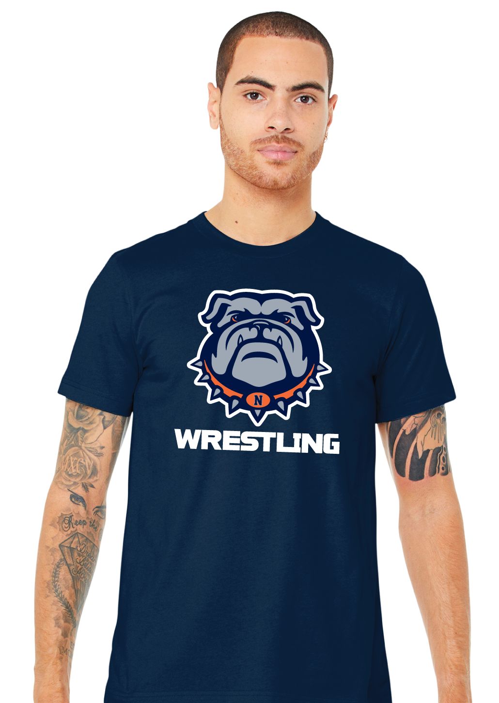 North Wrestling - Bulldog - Bella+Canvas Short Sleeve, Color: Navy