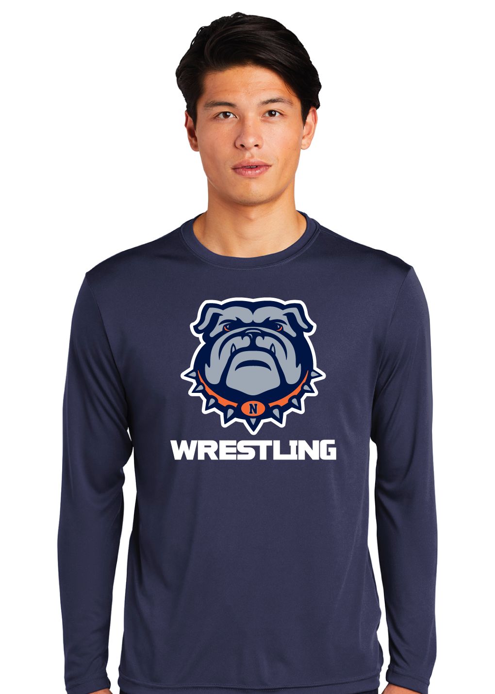 North Wrestling - Bulldog - Dri-Fit Long Sleeve, Color: Navy