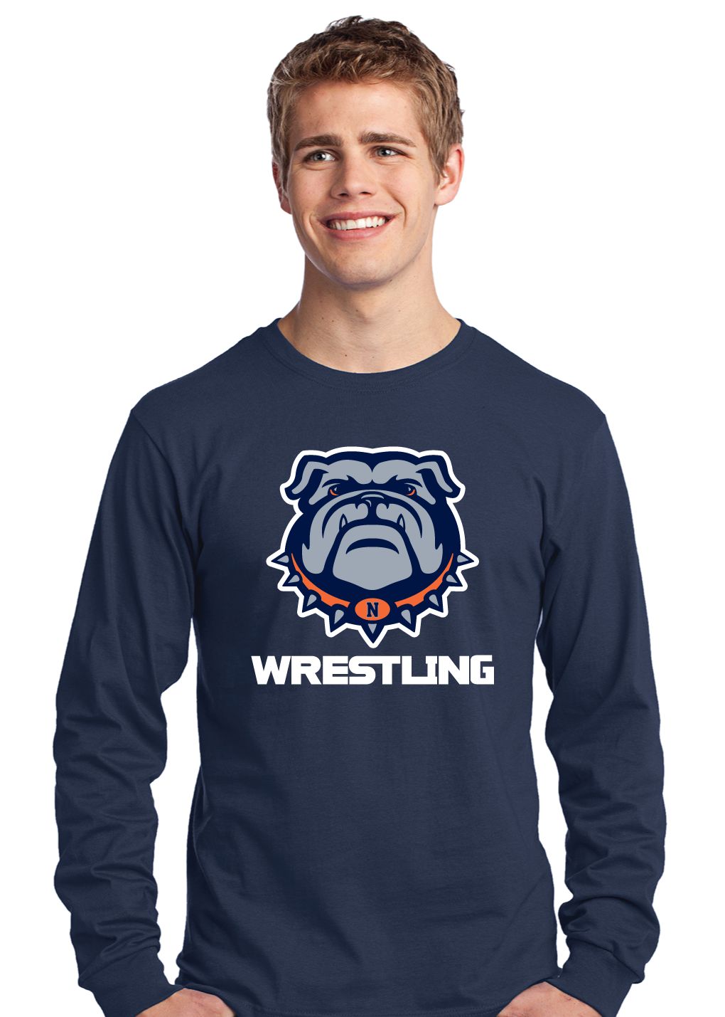 North Wrestling - Bulldog - Long Sleeve, Color: Navy
