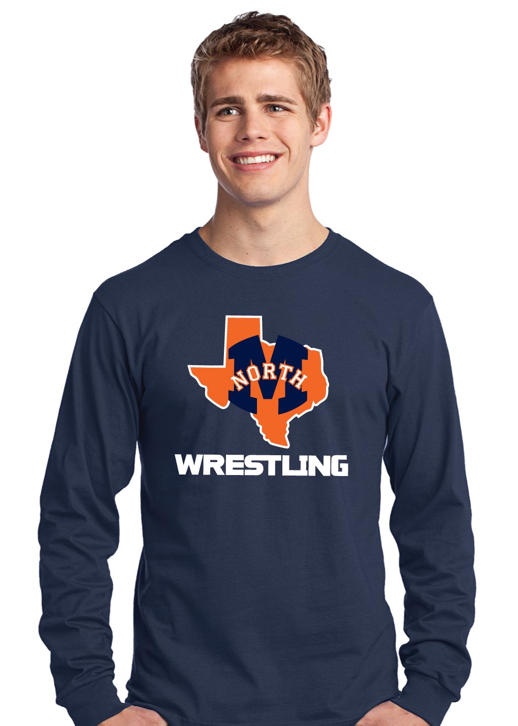North Wrestling - Texas - Long Sleeve, Color: Navy