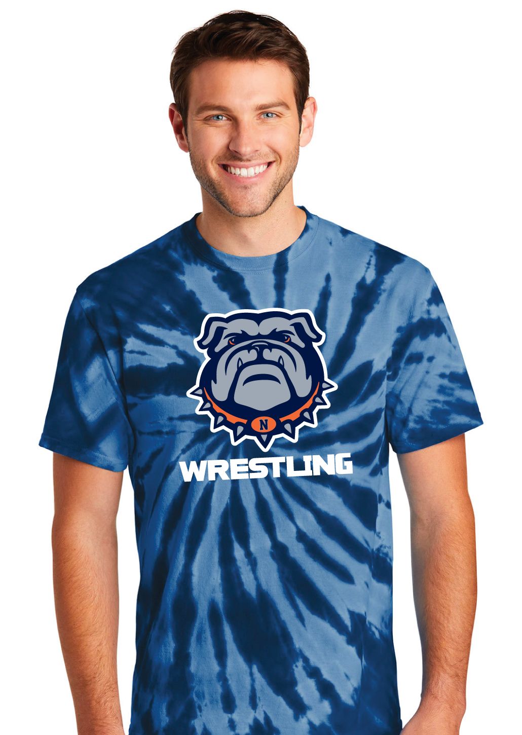 North Wrestling - Bulldog - Tie-Dye Short Sleeve, Color: Navy
