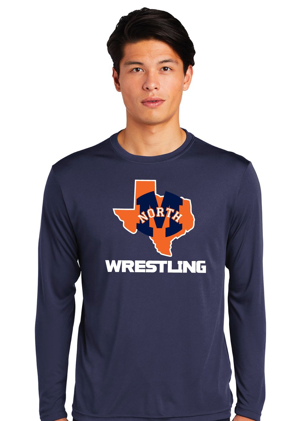 North Wrestling - Texas - Dri-Fit Long Sleeve, Color: Navy