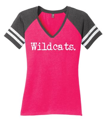 Eddins Wildcats - Typewriter - Game V-Neck Tee