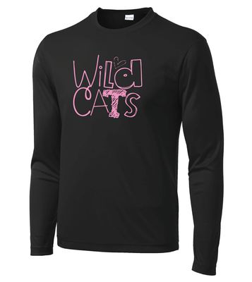 Eddins Wildcats - Pencil Drawn - Dri-Fit Long Sleeve