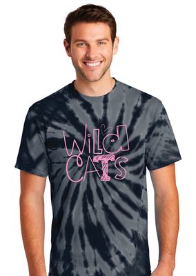 Eddins Wildcats - Pencil Drawn - Tie Dye Short Sleeve