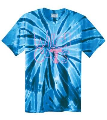 Eddins Wildcats - Pencil Drawn - Tie Dye Short Sleeve