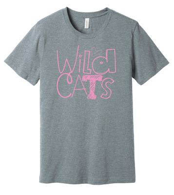 Eddins Wildcats - Pencil Drawn - Bella+Canvas Short Sleeve