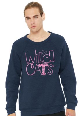 Eddins Wildcats - Pencil Drawn - Bella+Canvas Crew Sweatshirt
