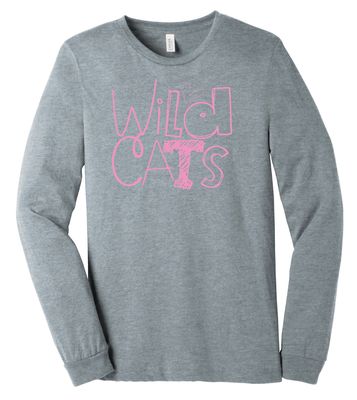 Eddins Wildcats - Pencil Drawn - Bella+Canvas Long Sleeve