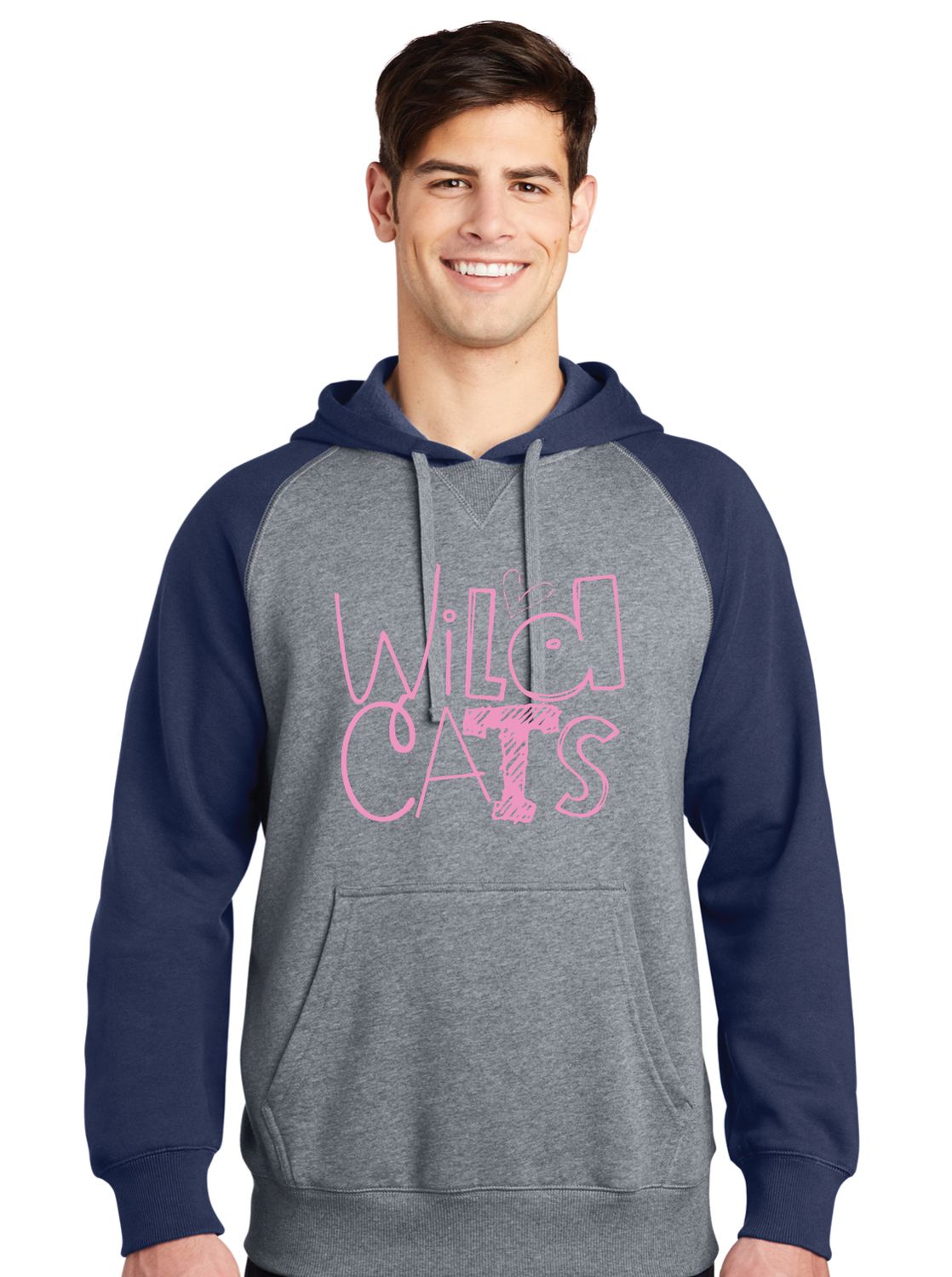 Eddins Wildcats - Pencil Drawn - Raglan Hoodie