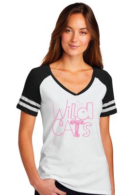 Eddins Wildcats - Pencil Drawn - Game V-Neck Tee