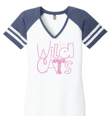 Eddins Wildcats - Pencil Drawn - Game V-Neck Tee