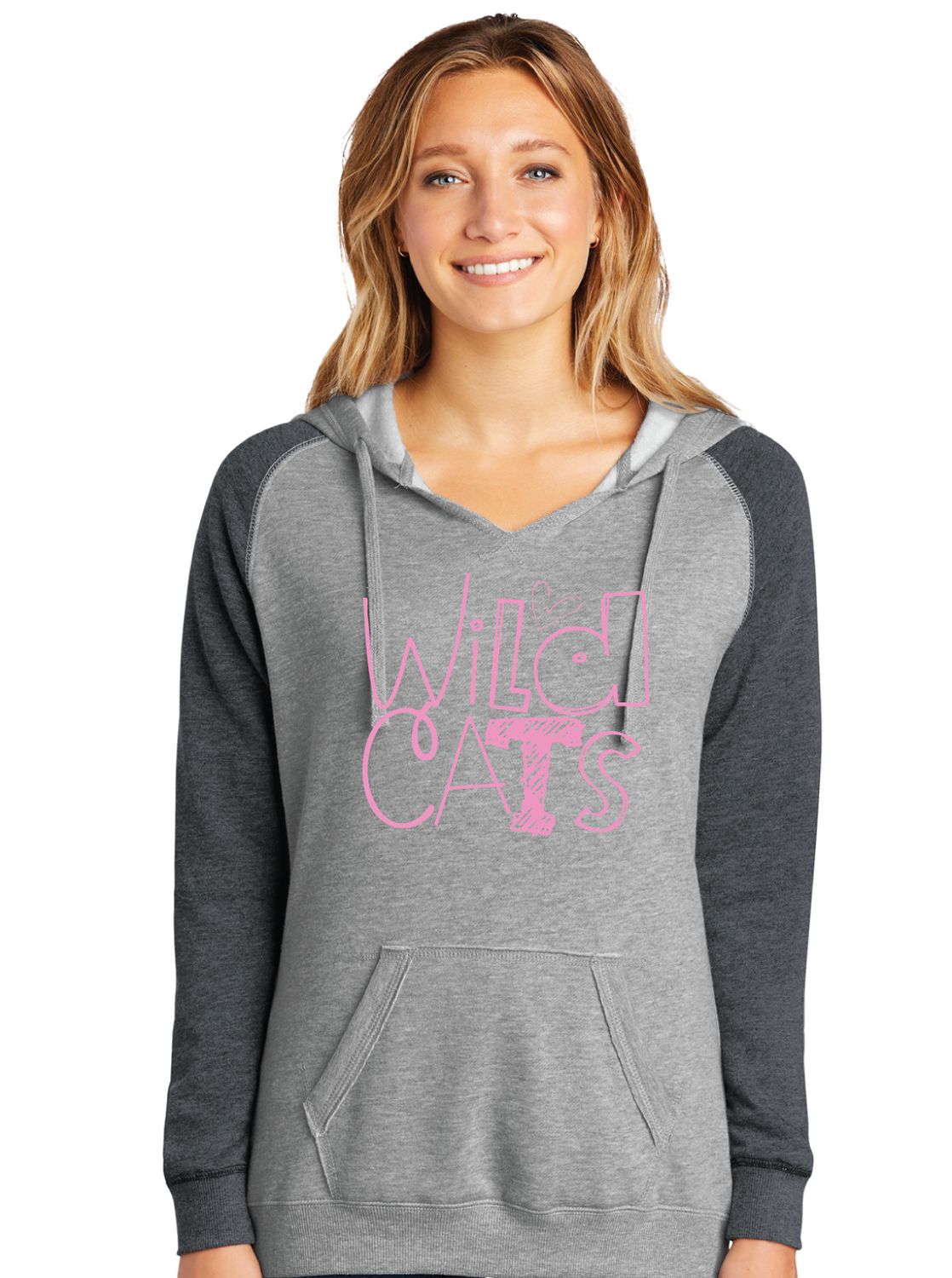 Eddins Wildcats - Pencil Drawn - Lightweight Raglan Hoodie