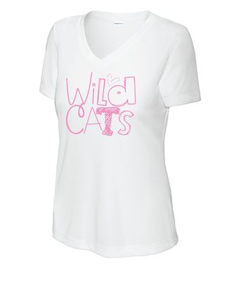Eddins Wildcats - Pencil Drawn - Dri-Fit V-Neck Tee